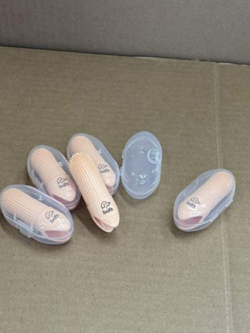 Dog Finger Toothbrush Silicone 5-Pack Beige